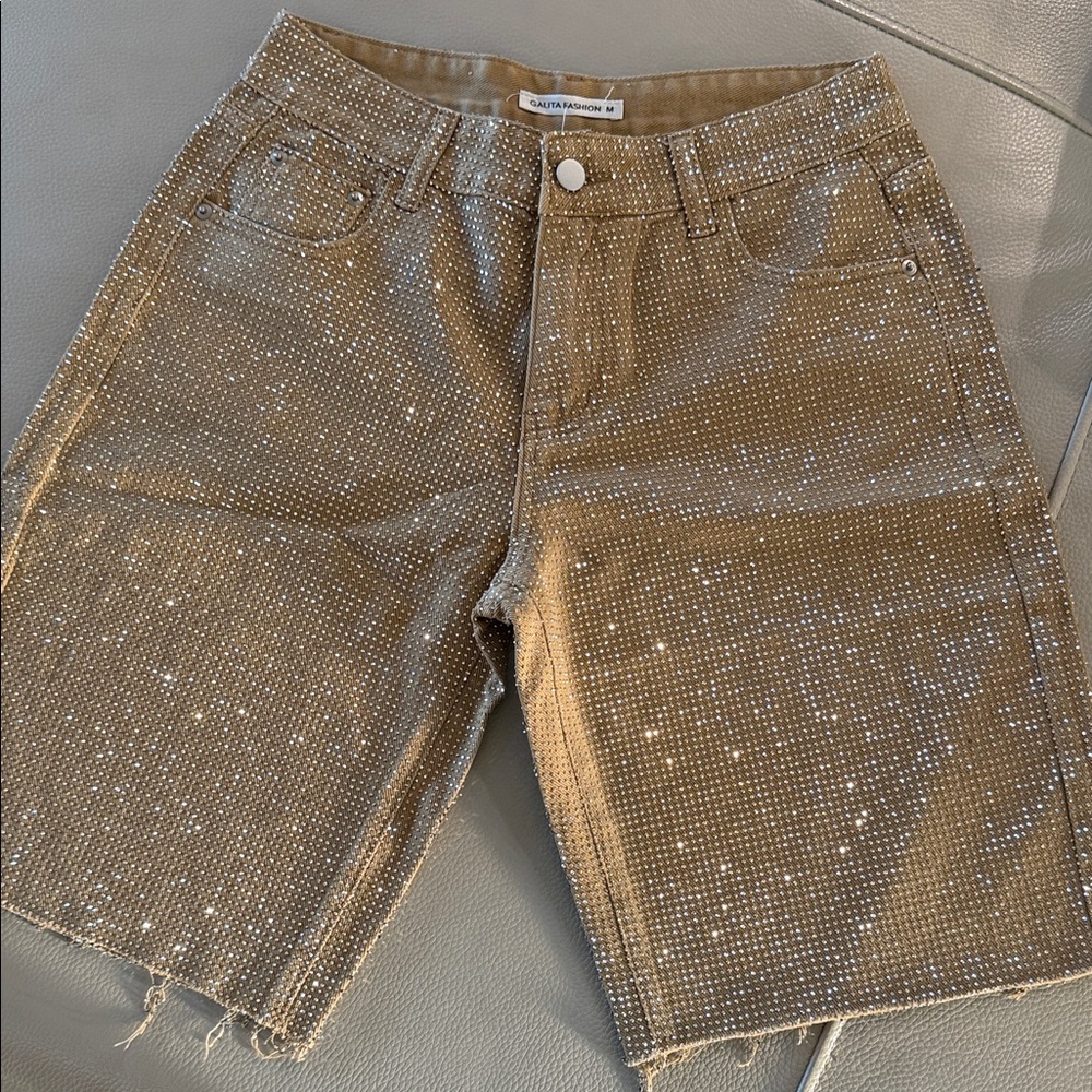 Alexander Wang Brown Rhinestone Jean Shorts